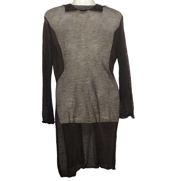 Citron Santa Monica Sweater Brown Sheer Knit Cardigan Small - Picture 5 of 7